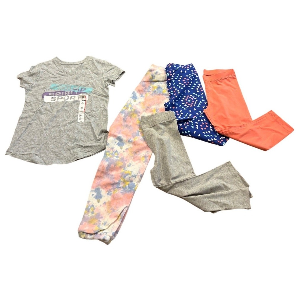 Girls Activewear Bundle Xersion Cat & Jack Spotted Zebra Tee Leggings 5pc Set‎ M